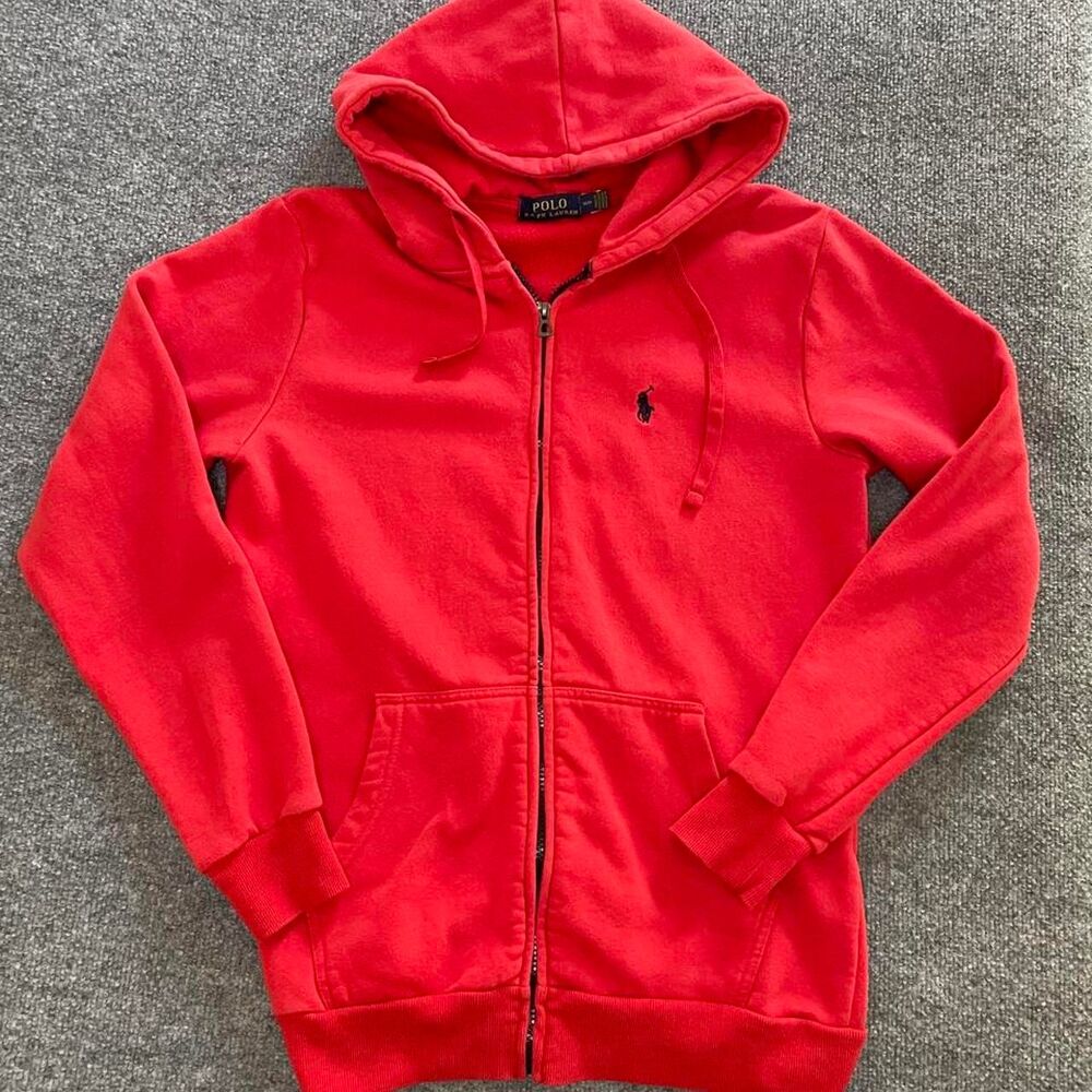 Preppy Vintage Polo Ralph Lauren Red Zip Up Hoodie